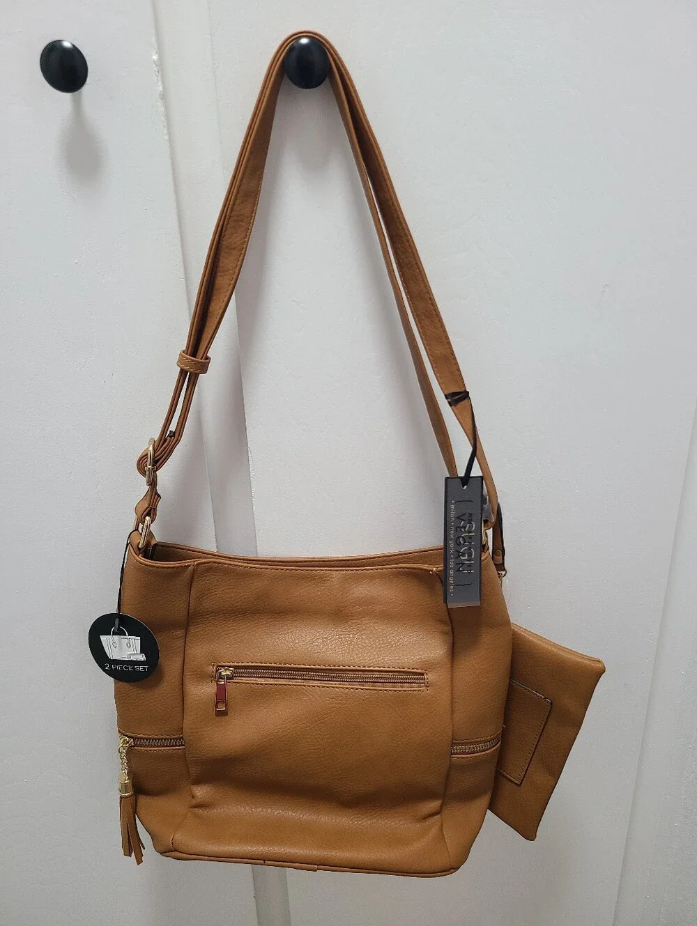 Tan Shoulder Bag with Matching Pouch - Casual Everyday
